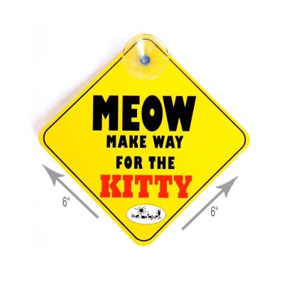 Vacky Pet Car Signs with Caption MEOW - (6X6) Inch 